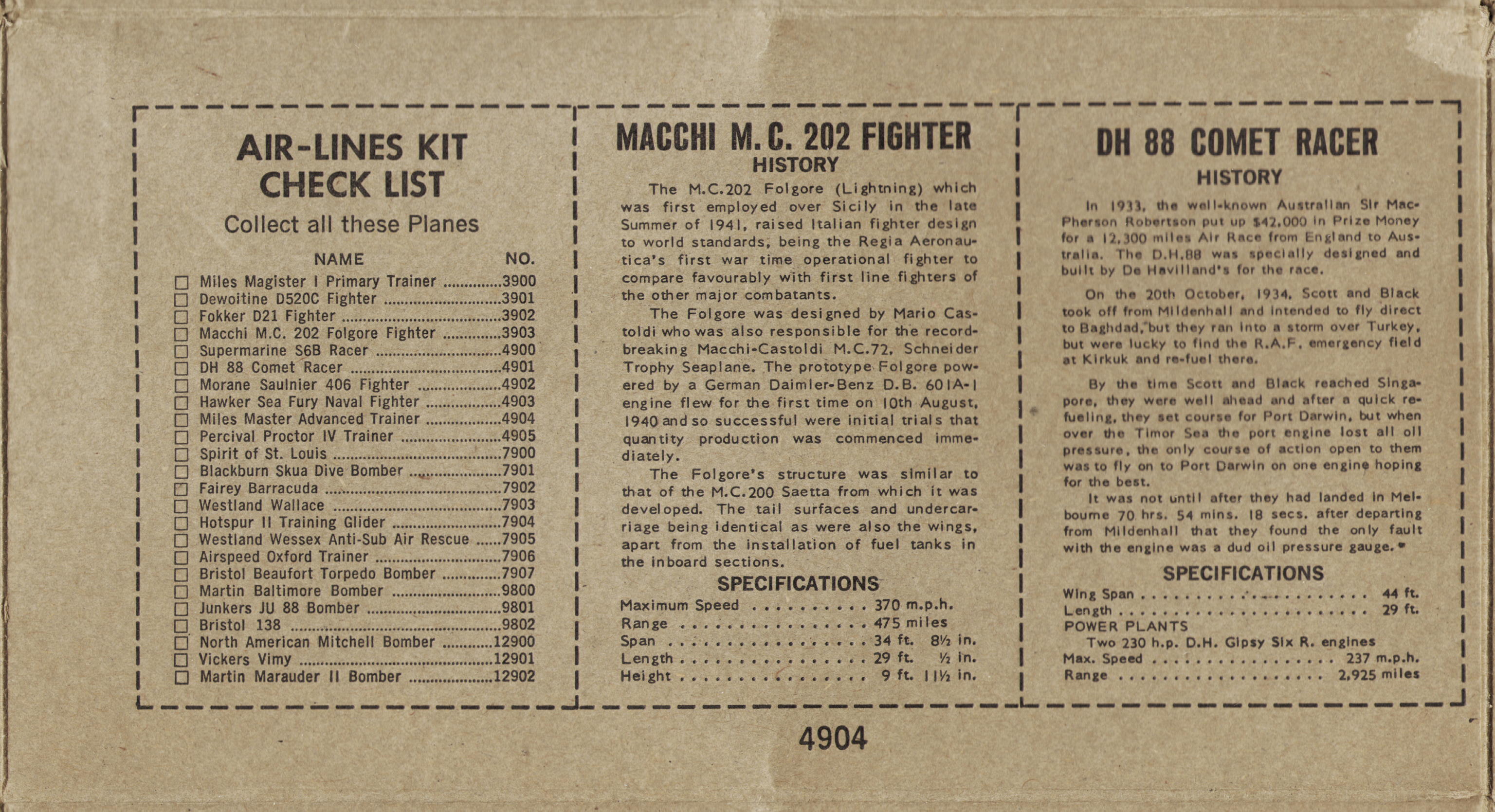 4904 Air Lines Miles Master, коробка, 1964